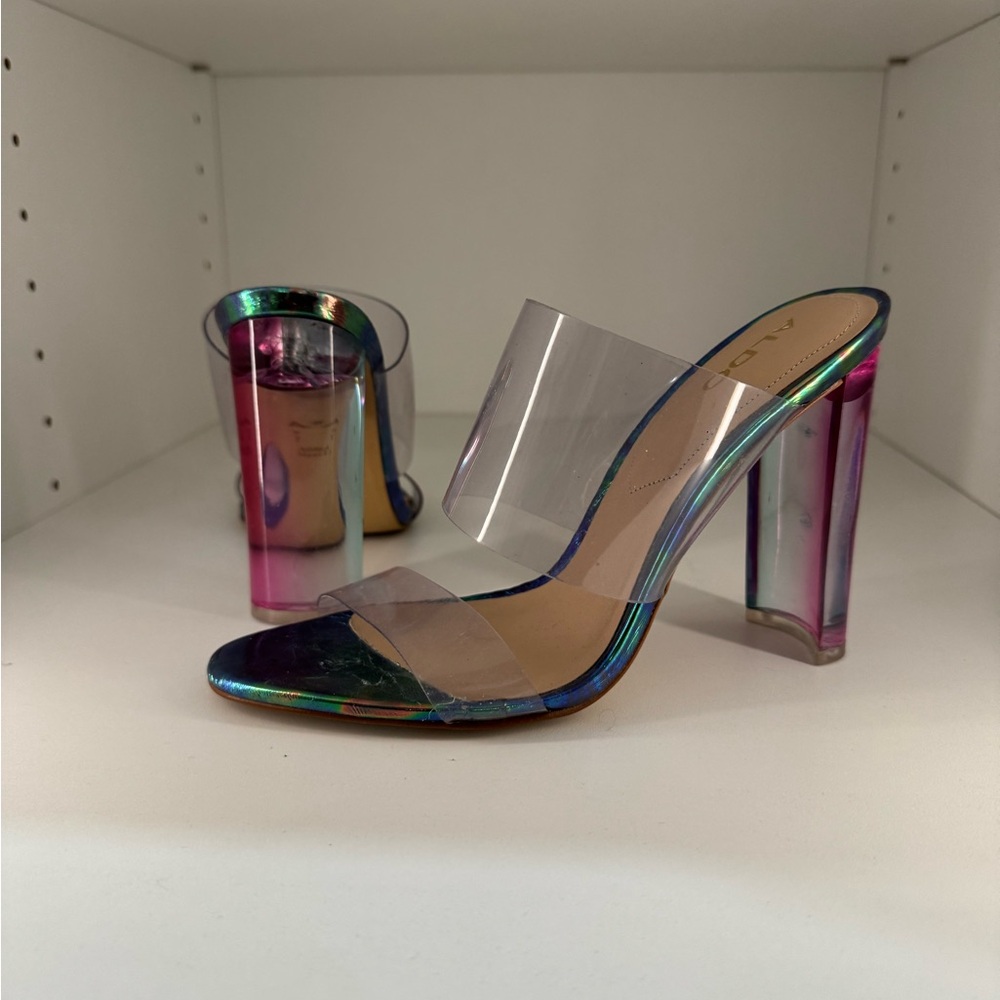 Aldo Multicolor Iridescent Heels with Clear Straps
